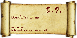 Domán Irma névjegykártya